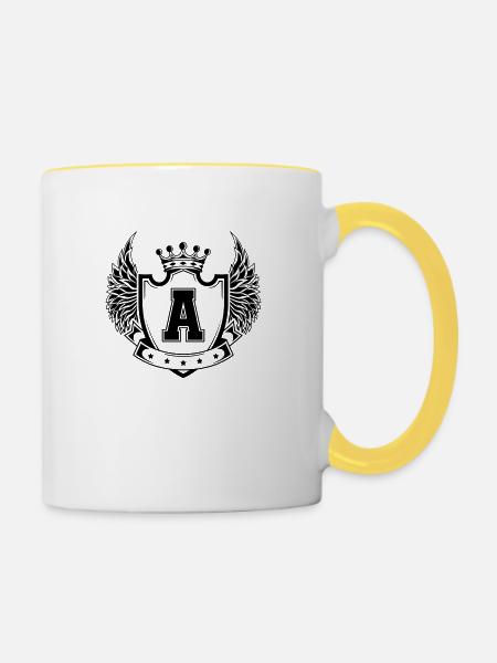 Wappen A - Tasse zweifarbig - Weiß/Gelb