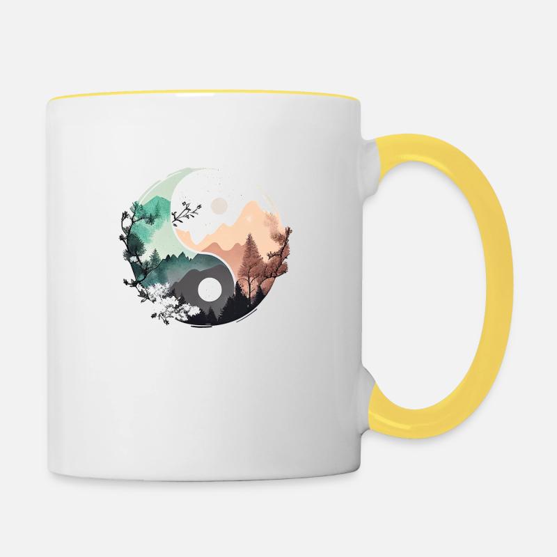 Ying Yang - Mountains / Beach - Contrasting Mug - white/yellow