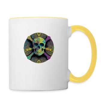 Skull and bone - Contrasting Mug - white/yellow - Right