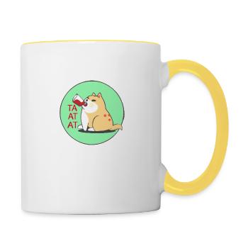 Couko die freche Katze - Tasse zweifarbig - Weiß/Gelb - Rechts