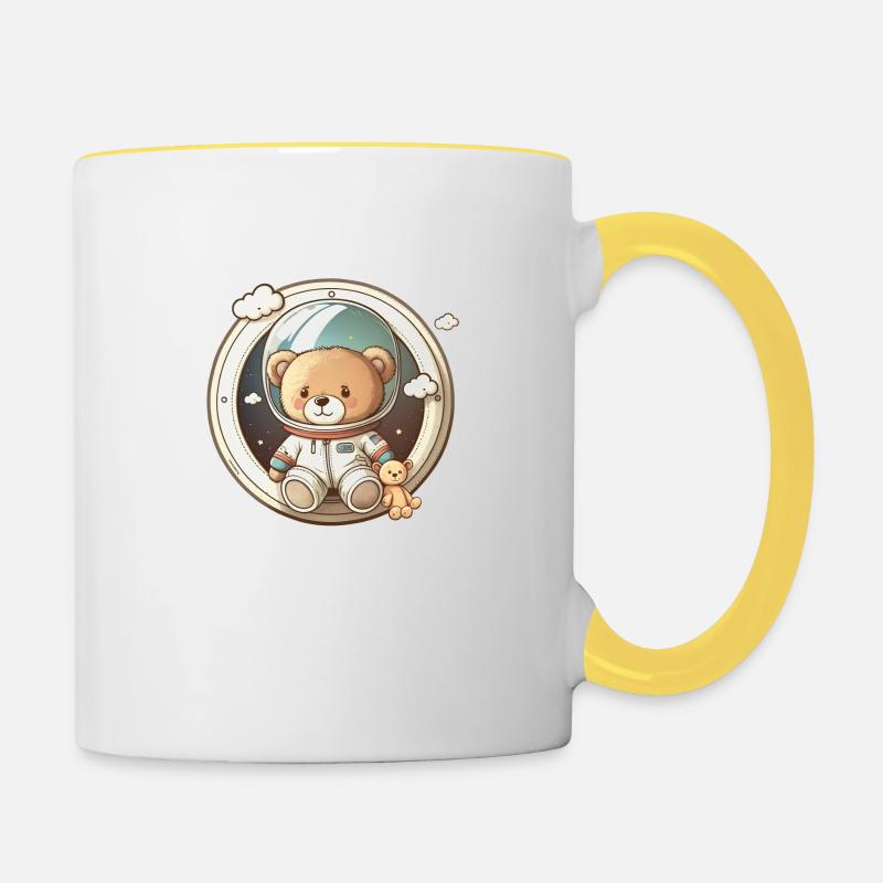 Teddy Bear Astronaut - Contrasting Mug - white/yellow