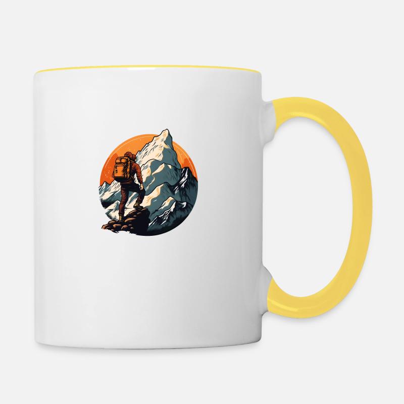 Hiking at sunset - Contrasting Mug - white/yellow
