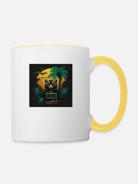 80s retro - Tasse zweifarbig - Weiß/Gelb