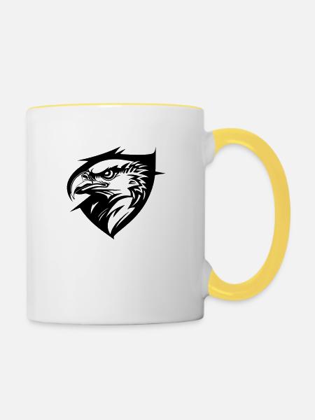 Adler im Profil - Tasse zweifarbig - Weiß/Gelb