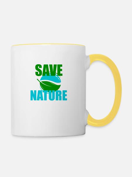 Save Nature - Tasse zweifarbig - Weiß/Gelb