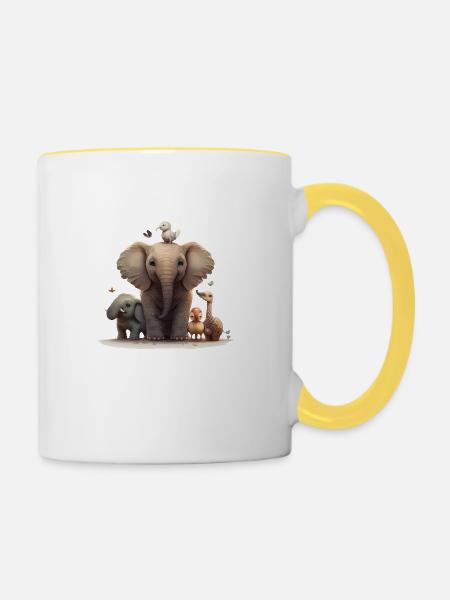 Familie - Tasse zweifarbig - Weiß/Gelb