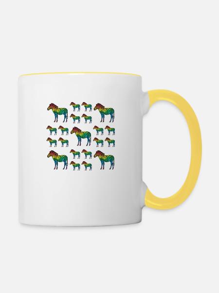 Zebras - Tasse zweifarbig - Weiß/Gelb