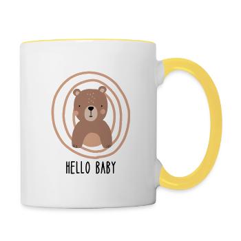 Hello Baby | Süßer Bär Boho-Style - Tasse zweifarbig - Weiß/Gelb - Rechts