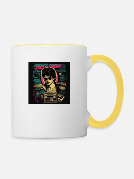 Retro 1 - Tasse zweifarbig - Weiß/Gelb