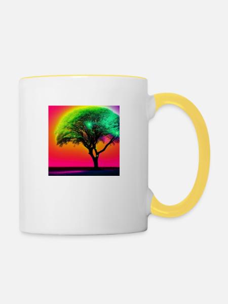 Lebensbaum - Tasse zweifarbig - Weiß/Gelb