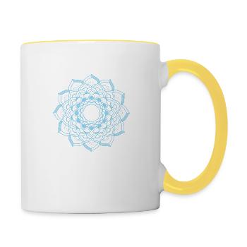 Symbol Geschenk Ornament Mandala Spirit Goa Orient - Tasse zweifarbig - Weiß/Gelb - Rechts