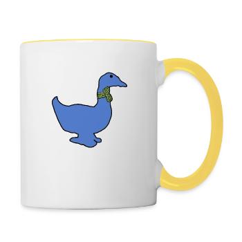 Paulo die blaue Ente - Tasse zweifarbig - Weiß/Gelb - Rechts