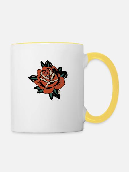 rosa Blütenblatt 403 A - Tasse zweifarbig - Weiß/Gelb