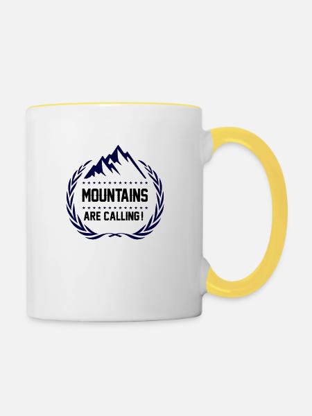 mountains are calling - Tasse zweifarbig - Weiß/Gelb