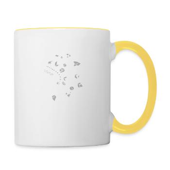crâne avec coiffe indienne blanc et gris - Mug contrasté - blanc/jaune - Droite