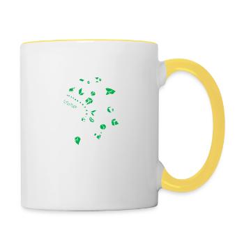 skull with white and green Indian headdress - Contrasting Mug - white/yellow - Right