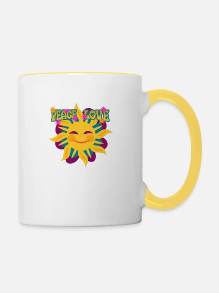 Hippie - Tasse zweifarbig - Weiß/Gelb