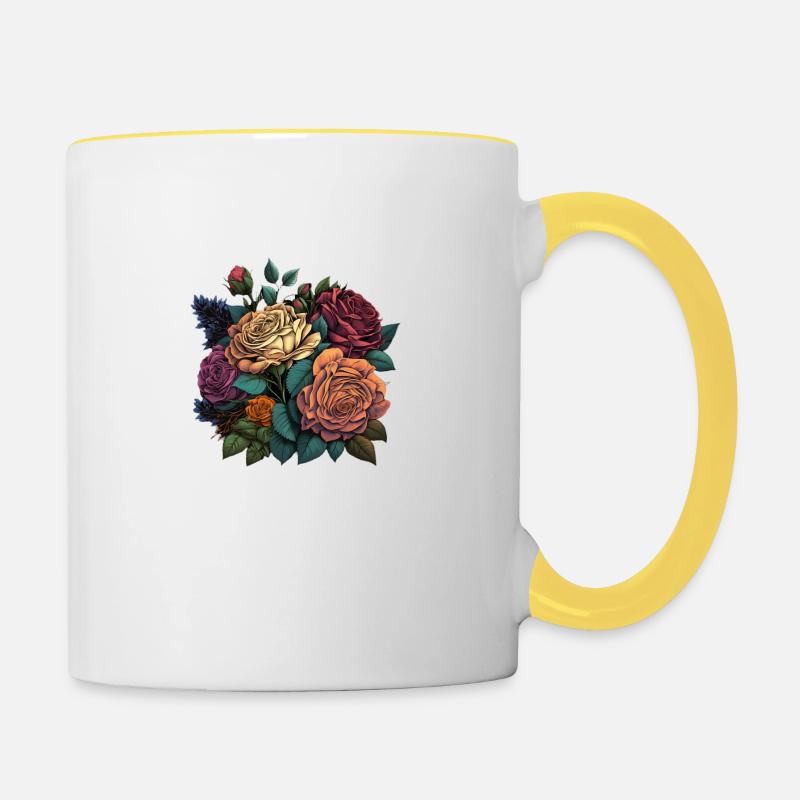 BOUQUET DE ROSES ORIGINAL - Mug contrasté - blanc/jaune