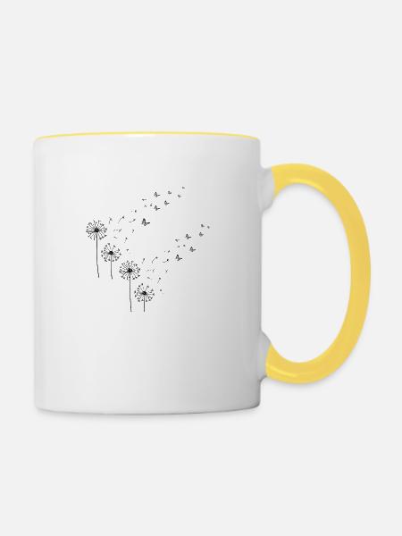 Schmetterlingsblumen - Tasse zweifarbig - Weiß/Gelb