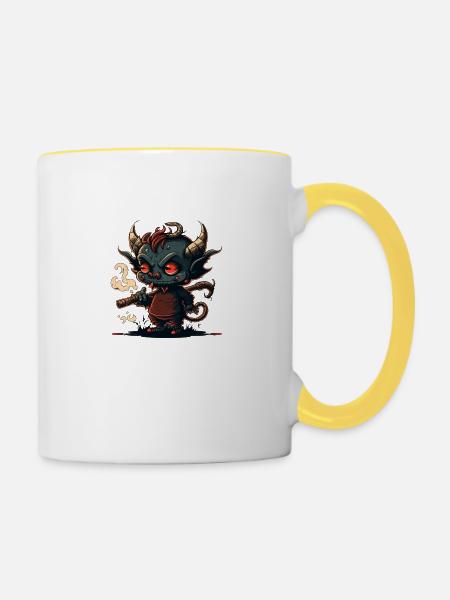 Ein niedlicher Dämon - Tasse zweifarbig - Weiß/Gelb