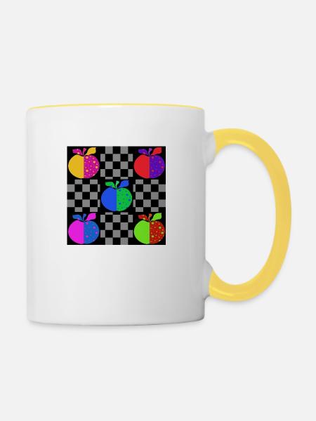 Apfel - Tasse zweifarbig - Weiß/Gelb