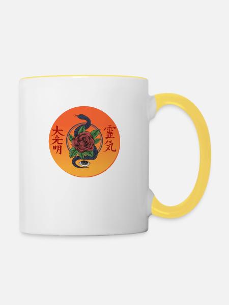 Snake Eye - Tasse zweifarbig - Weiß/Gelb