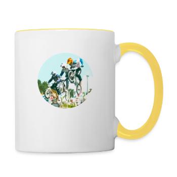 bmx T-Shirt Aufkleber - Tasse zweifarbig - Weiß/Gelb - Rechts