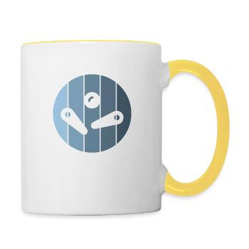Pinball Pinball Finger bleu Pinball Machine - Mug contrasté - blanc/jaune - Droite