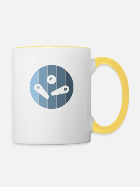 Flipperkugel Flipperfinger blau Flipperautomat - Tasse zweifarbig - Weiß/Gelb