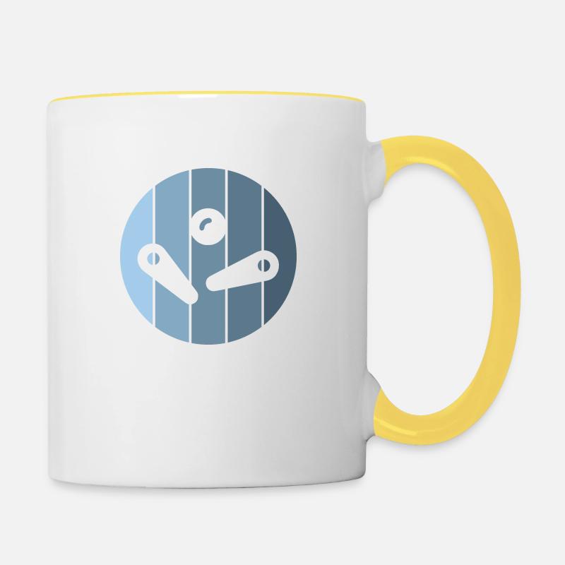 Flipperkugel Flipperfinger blau Flipperautomat - Tasse zweifarbig - Weiß/Gelb