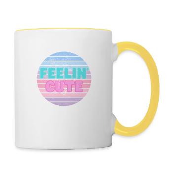 Feelin' Cute - Tasse zweifarbig - Weiß/Gelb - Rechts