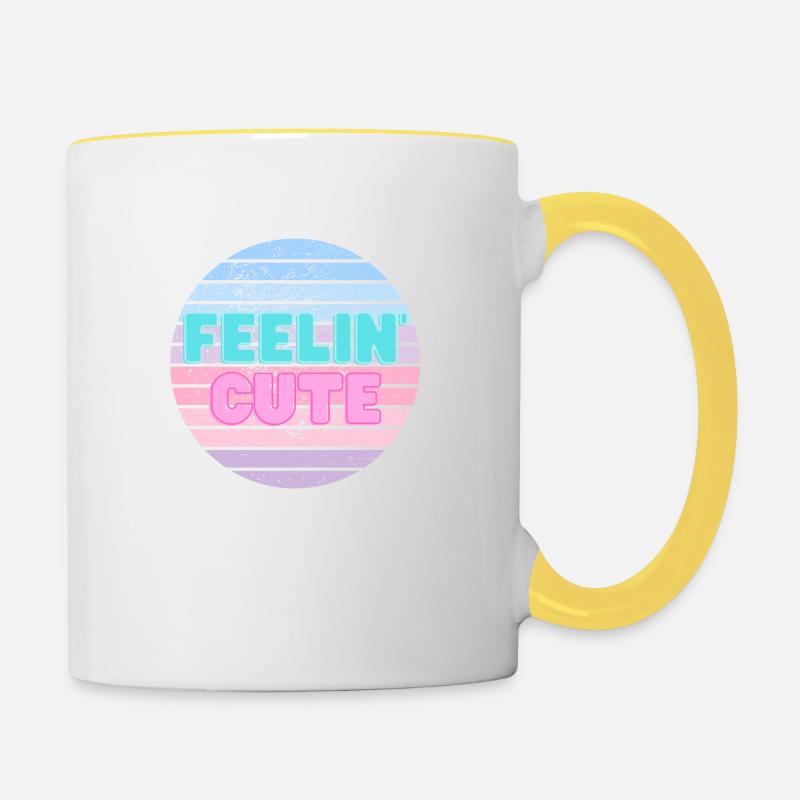 Feelin' Cute - Contrasting Mug - white/yellow