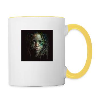 Face woman dreadlocks n°1 - Contrasting Mug - white/yellow - Right