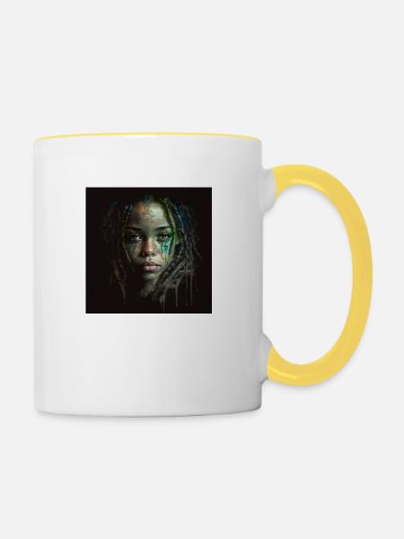 Face Frau Dreadlocks n°1 - Tasse zweifarbig - Weiß/Gelb
