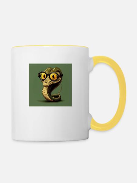 die retro brillenschlange - Tasse zweifarbig - Weiß/Gelb