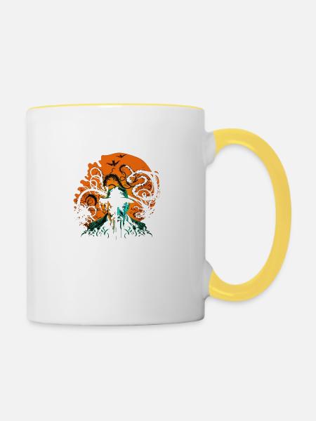 Rote Sonne - Tasse zweifarbig - Weiß/Gelb