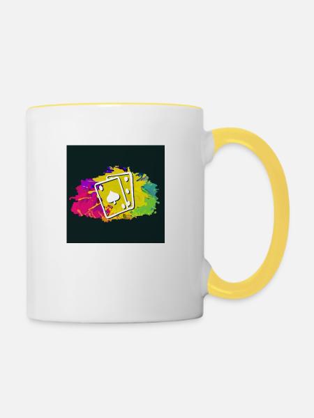 Poker - Tasse zweifarbig - Weiß/Gelb
