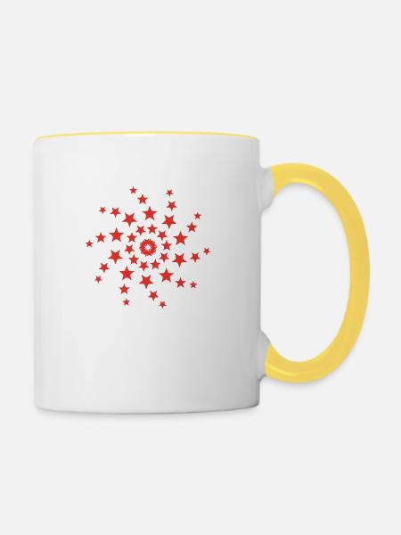 transformierte Sterne | Vectorgraphic - Tasse zweifarbig - Weiß/Gelb