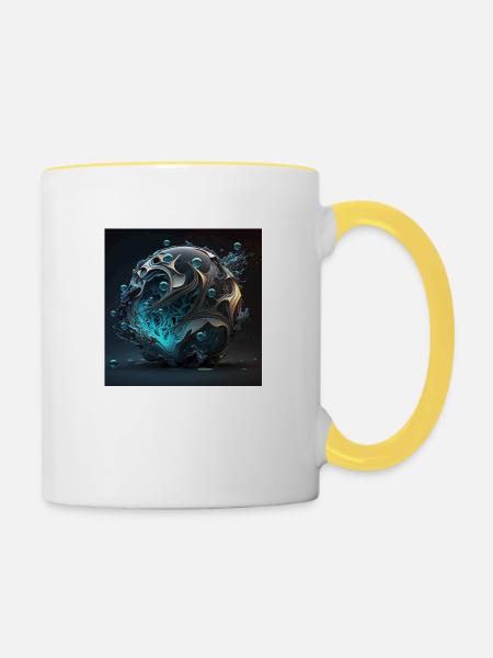 Abstrakter Schädel n°7 - Tasse zweifarbig - Weiß/Gelb
