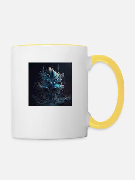 Abstrakte Digitale Kunst n°3 - Tasse zweifarbig - Weiß/Gelb