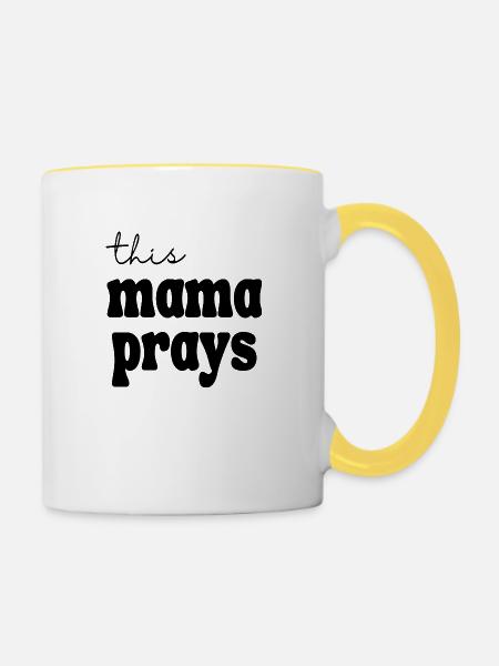 this Mama prays - Tasse zweifarbig - Weiß/Gelb