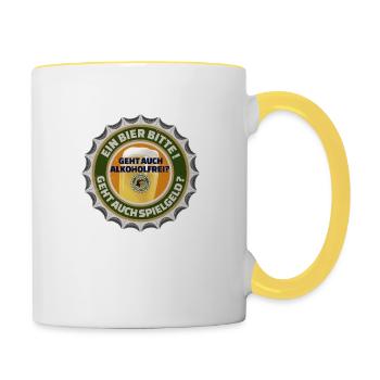 UNE BIÈRE S’IL VOUS PLAÎT Bouchons de bouteilles Tapis de bière - Mug contrasté - blanc/jaune - Droite