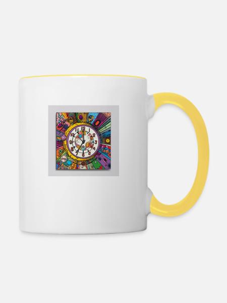 Uhr des Trips - Tasse zweifarbig - Weiß/Gelb