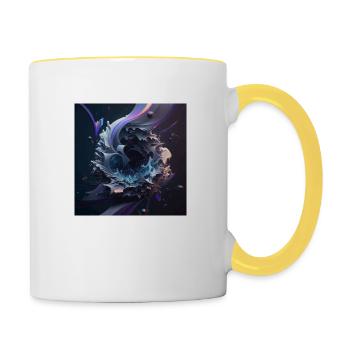 Abstrakte Digitale Kunst n°13 - Tasse zweifarbig - Weiß/Gelb - Rechts