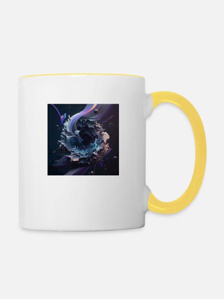 Abstrakte Digitale Kunst n°13 - Tasse zweifarbig - Weiß/Gelb
