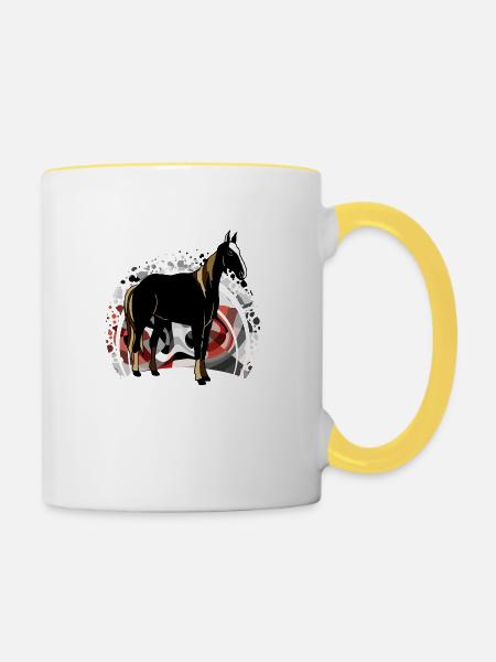 Pferd - Tasse zweifarbig - Weiß/Gelb