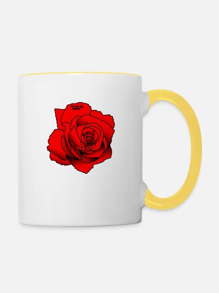 Rote Rose - Tasse zweifarbig - Weiß/Gelb