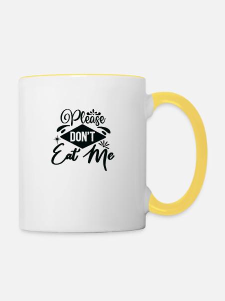 Please Don´t Eat Me - Tasse zweifarbig - Weiß/Gelb