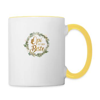 Opi ist der Beste personalisierbar - Tasse zweifarbig - Weiß/Gelb - Rechts