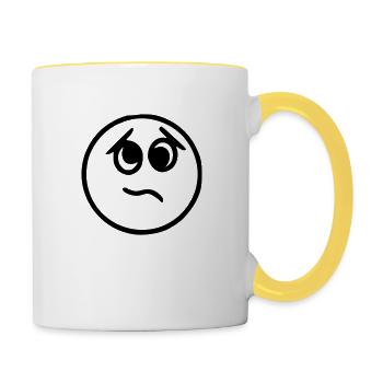 Emoji sketch nervous black - Contrasting Mug - white/yellow - Right